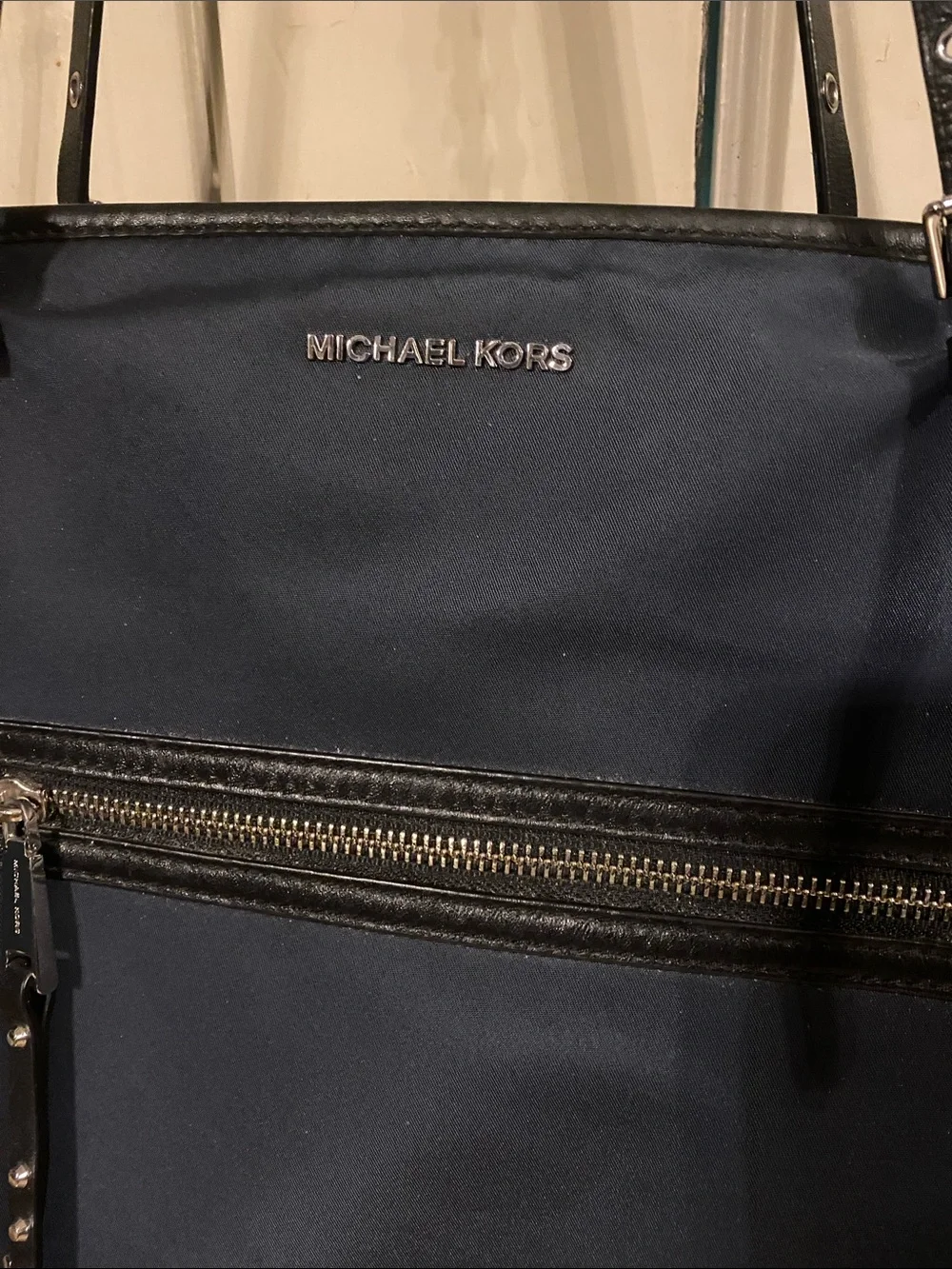 Michael Kors Navy Tote Bag with Studded Straps